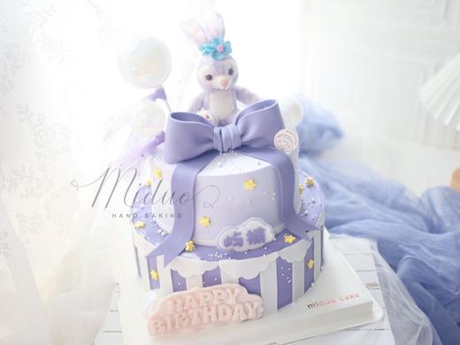 女孩款 ins风 翻糖 蝴蝶结星黛露 双层蛋糕 商品图2