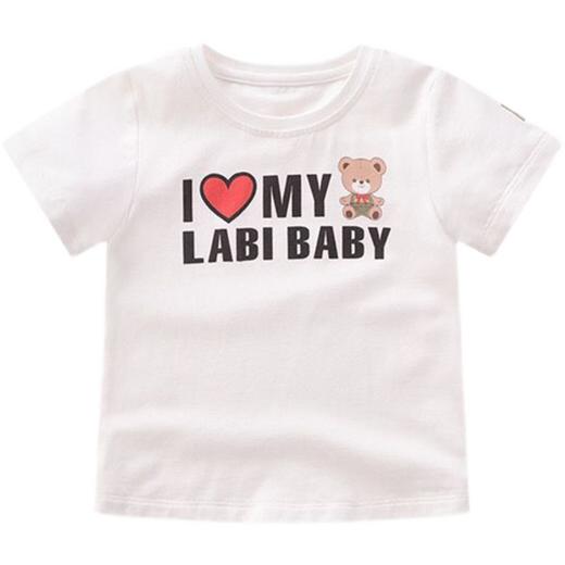 拉比-童衣类（夏）D0英文圆领短袖衣米白 商品图3