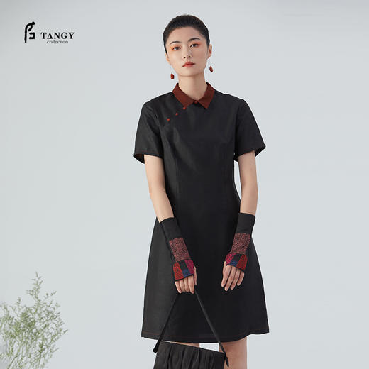 TANGY Collection/天意精品2021年秋冬新品真丝莨绸香云纱连衣裙 商品图0