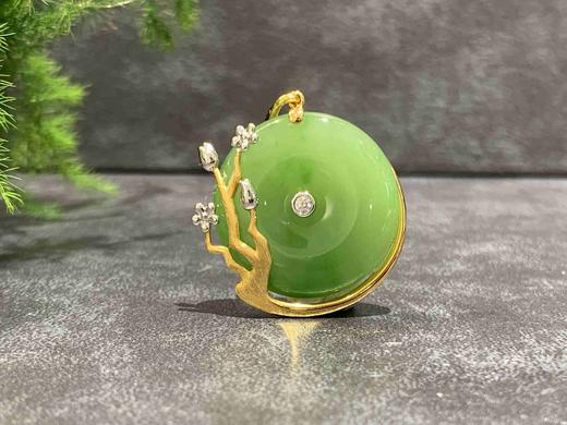 【御珠宫坊•君雅系列】金镶碧玉梅花吊坠 商品图0