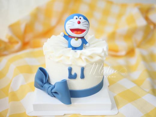 卡通主题款 蓝胖子 哆啦A梦  翻糖蝴蝶结 裙边蛋糕 商品图0