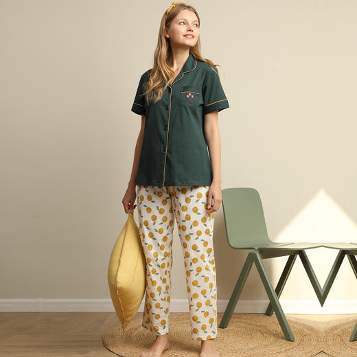 【断码特价】I'd爱帝女士纯棉短袖长裤家居服 商品图2