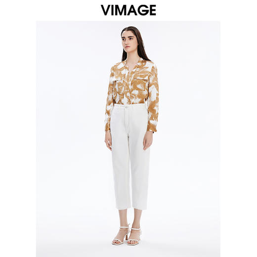 VIMAGE纬漫纪秋季新款时尚通勤印花飘带衬衫女上衣V1613212 商品图1
