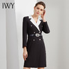 IWY/气质黑色连衣裙 拼接白色西装领职业装Q236+D1+GB 商品缩略图4