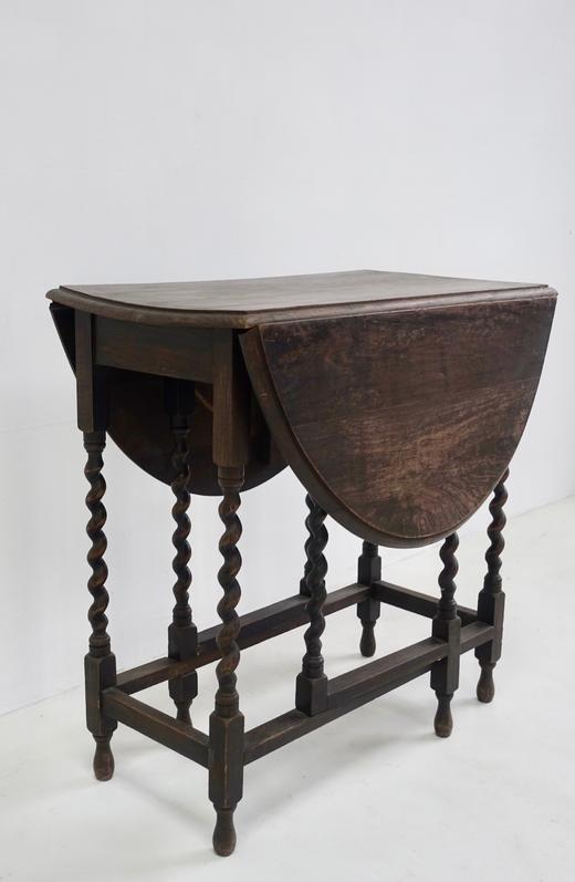 英国1920s橡木滑门腿式餐桌 可折叠 手工螺扭式桌腿 商品图3