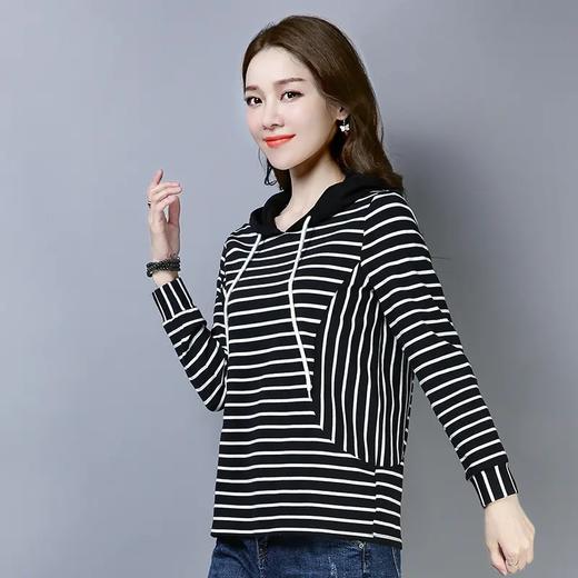 GYH 976宽松韩版春秋季大码薄款条纹连帽卫衣 商品图2