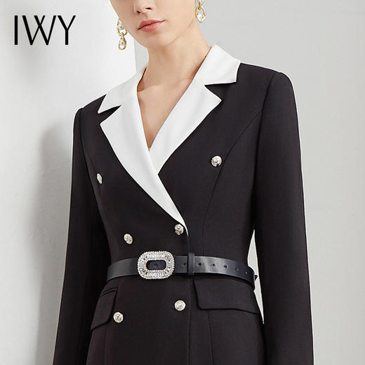 IWY/气质黑色连衣裙 拼接白色西装领职业装Q236+D1+GB 商品图7