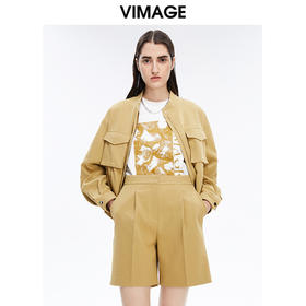VIMAGE纬漫纪秋季新款帅气时尚纯色上衣休闲短外套女V1603207外套