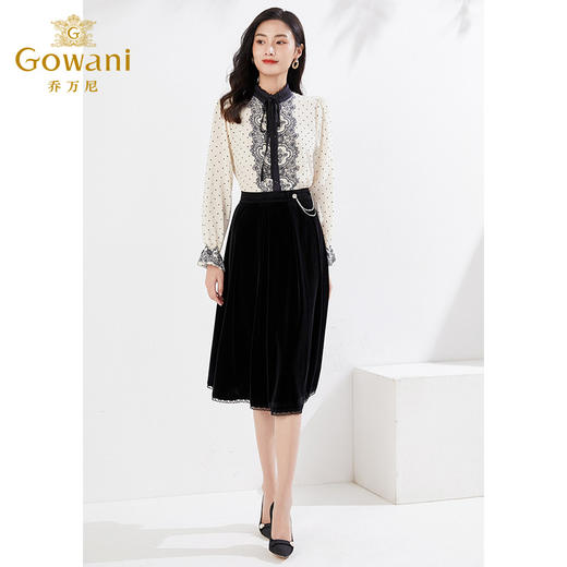 乔万尼季新款半身裙丝绒小香风设计半裙EI3D209 商品图2