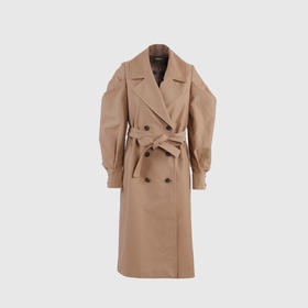 立体袖双排扣系带风衣（附腰带）