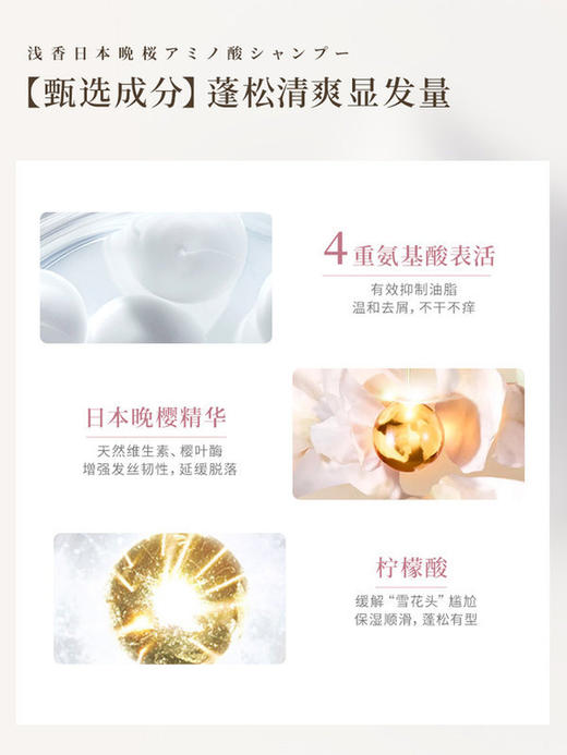 浅香洗发水日本晚樱氨基酸洗发露三件套丰盈蓬松护发素沐浴露套装（两种规格，谨慎下单哦） 商品图2