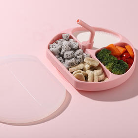【儿童餐具】儿童吸盘分格一体式碗餐具辅食母婴硅胶餐盘