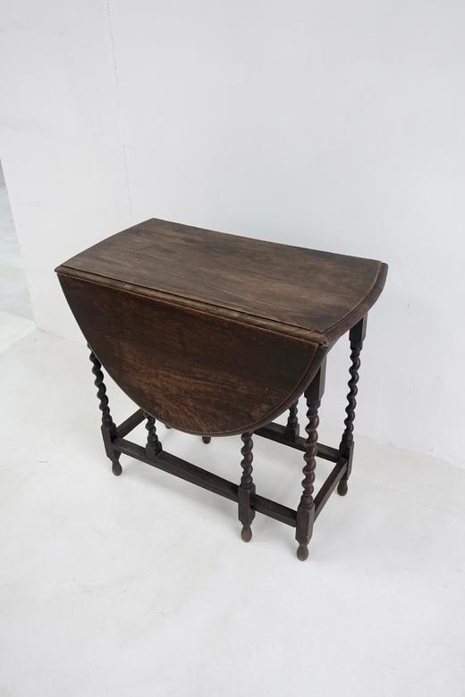 英国1920s橡木滑门腿式餐桌 可折叠 手工螺扭式桌腿 商品图2