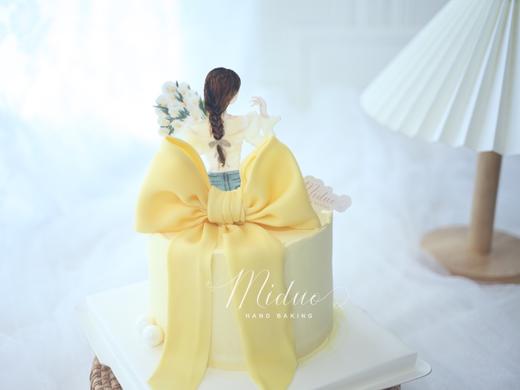 女士款 小清新 黄色 翻糖蝴蝶结 手绘糖牌 背影女孩 商品图0