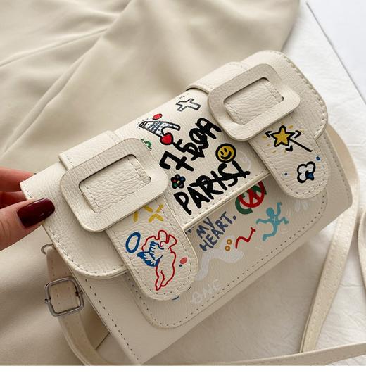 【服饰鞋包】小方包女夏季迷你撞色涂鸦邮差包网红百搭单肩斜挎剑桥包零钱包潮 商品图0