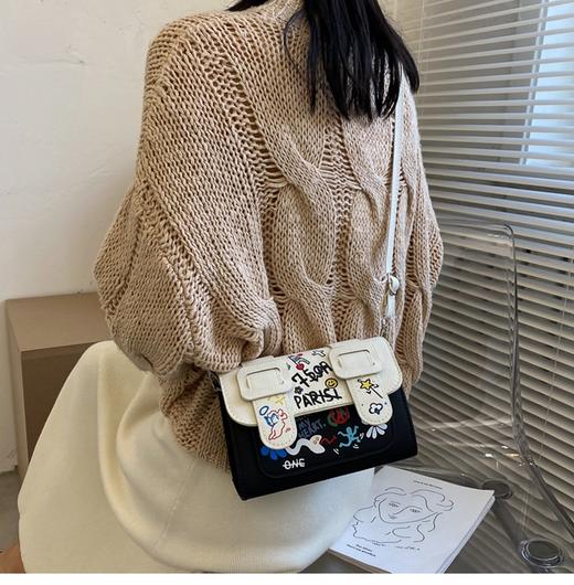 【服饰鞋包】小方包女夏季迷你撞色涂鸦邮差包网红百搭单肩斜挎剑桥包零钱包潮 商品图5