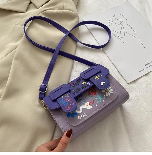 【服饰鞋包】小方包女夏季迷你撞色涂鸦邮差包网红百搭单肩斜挎剑桥包零钱包潮 商品图3