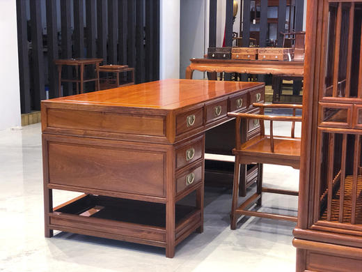 红桥红  家具严选  缅甸花梨（大果紫檀）【办公桌系列】 商品图7