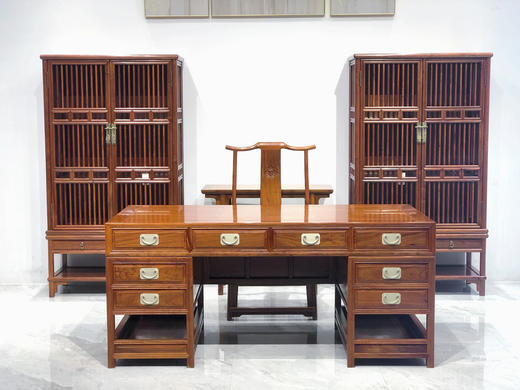 红桥红  家具严选  缅甸花梨（大果紫檀）【办公桌系列】 商品图1