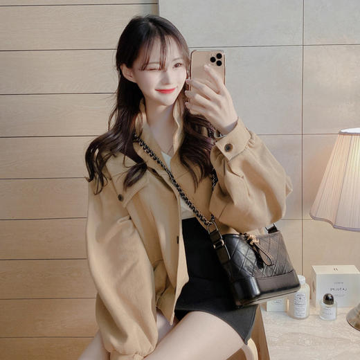 【短外套】休闲夹克小个子短棒球外套新款女春秋季宽松复古港味棒球服 商品图3