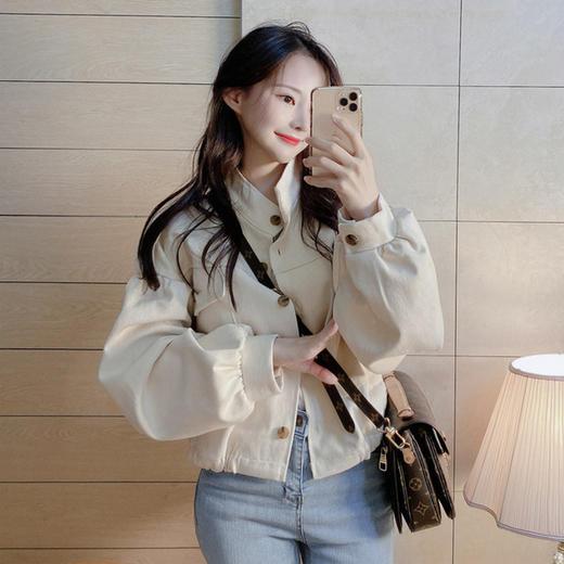 【短外套】休闲夹克小个子短棒球外套新款女春秋季宽松复古港味棒球服 商品图1