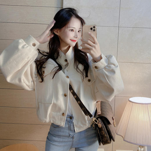 【短外套】休闲夹克小个子短棒球外套新款女春秋季宽松复古港味棒球服 商品图0