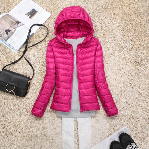 【羽绒服】秋冬女装女款大码韩版修身轻薄款羽绒服女式短款连帽外套 商品图4