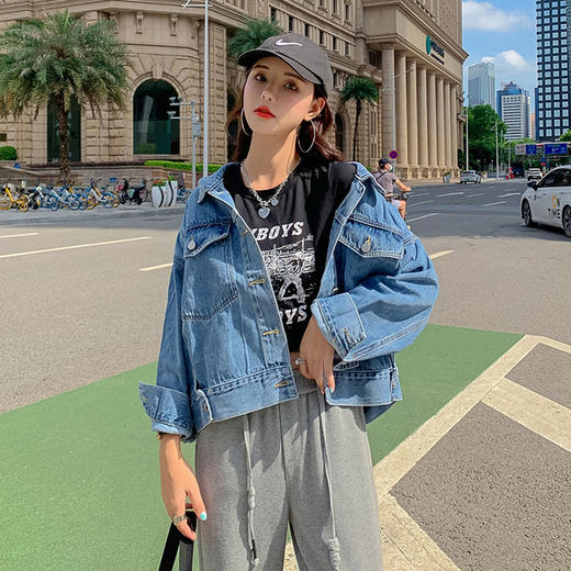 【服饰鞋包】牛仔外套女秋季短款小个子百搭新款港味复古风上衣潮 商品图1