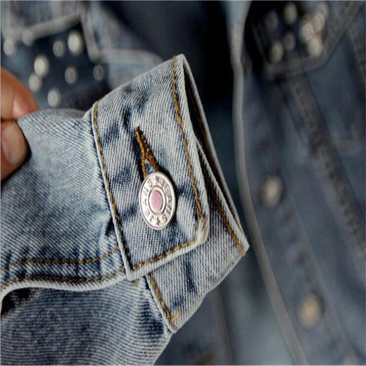 【服饰鞋包】短款牛仔外套女外贸钉珠珍珠宽松春秋新款牛仔衣 商品图3