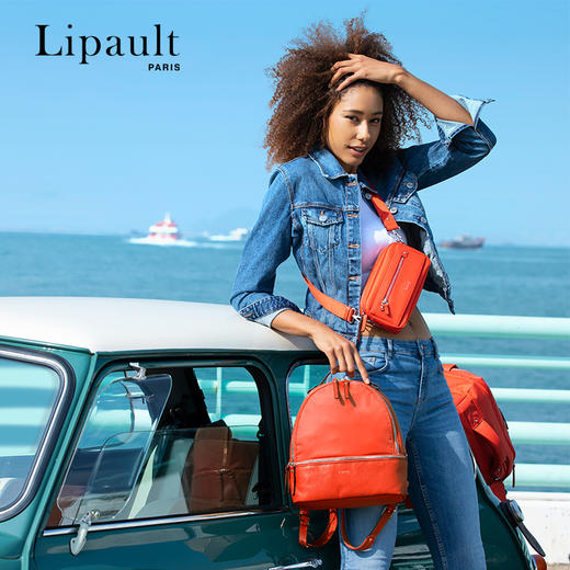 【Lipault】珊瑚橘时尚精致女士双肩包P66*012 商品图0