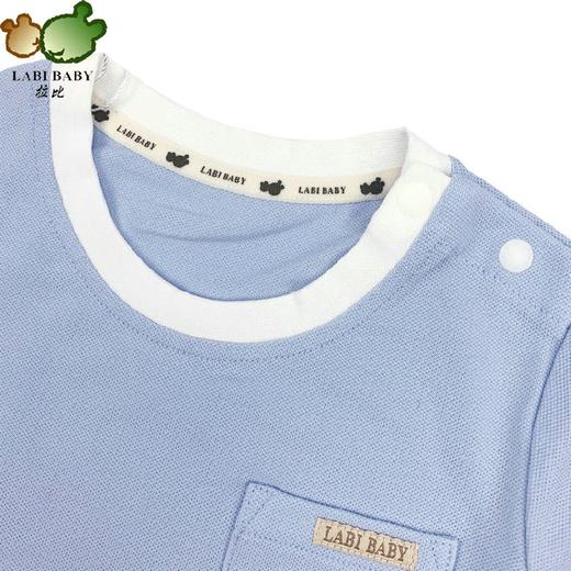 拉比-童衣类（夏）D0萌熊贴袋肩开衣天蓝 商品图1