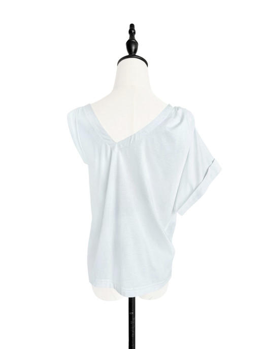 TYNVIE 单边短袖不对称T恤-浅蓝色 商品图4