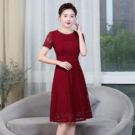 上海旗袍厂ZY-Q5556夏装新款妈妈洋气蕾丝裙优雅气质大码女装婚宴裙子 商品图5