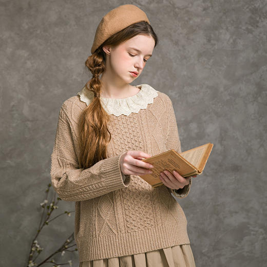 famecoco范可儿针织衫女款初秋蓝色慵懒羊毛上衣F216DB004 商品图2