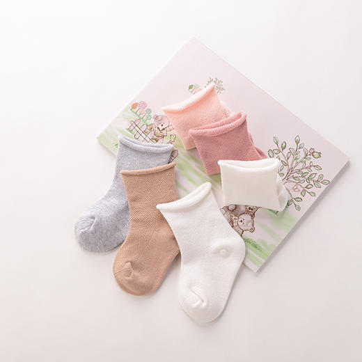 拉比-鞋袜类（春）D0网眼短袜3双装玫瑰红 商品图2