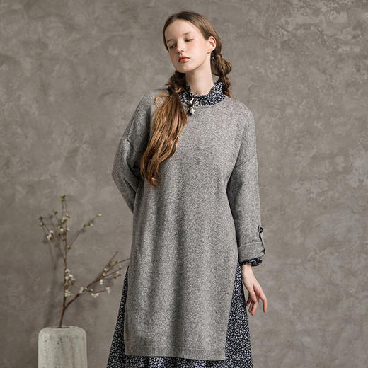 famecoco范可儿羊毛针织衫秋季慵懒长款毛衣F216DB012 商品图2