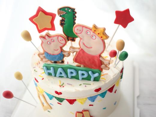 卡通主题款 小猪佩琪和乔治 手绘图案 周岁蛋糕 商品图2