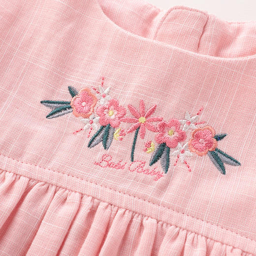 拉比-童衣类（夏）D0花语花边袖连衣裙玫瑰红 商品图2