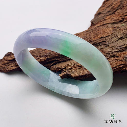 派瑞翡翠 翡翠手镯 糯种 紫色 绿色 商品图2