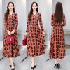 WZNH-XYFS6197秋装新款复古印花V领长款显瘦气连衣裙 商品缩略图2