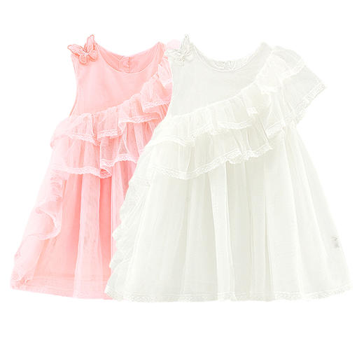 拉比-童衣类（夏）D0花语花边背心裙米白 商品图0