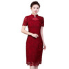 上海旗袍厂ZY-Q5546夏装新款旗袍改良版连衣裙刺立领短袖婚宴气质妈妈礼服裙子 商品缩略图5
