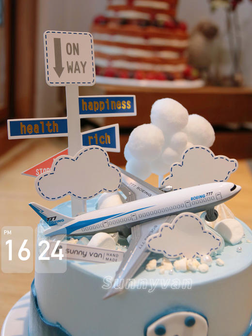 飞机主题蛋糕~数字为翻糖（备注可改！）需至少提前一天预订！ 商品图1