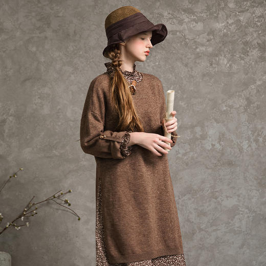 famecoco范可儿羊毛针织衫秋季慵懒长款毛衣F216DB012 商品图1