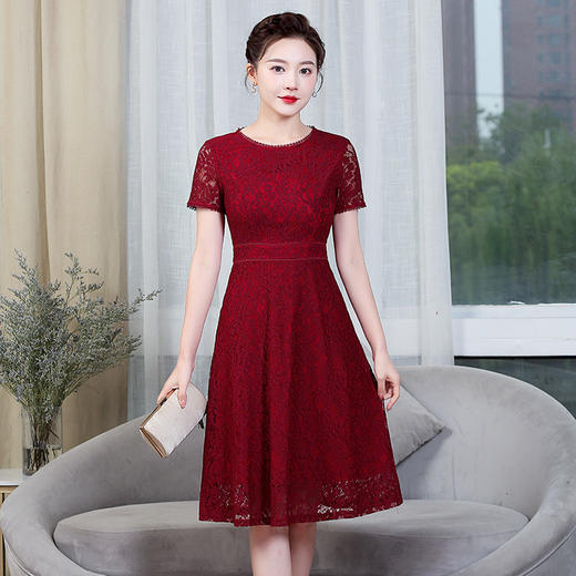 上海旗袍厂ZY-Q5556夏装新款妈妈洋气蕾丝裙优雅气质大码女装婚宴裙子 商品图0