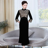 上海旗袍厂ZY-Q5636秋冬名媛质感丝绒拼接礼服女黑色长款端庄宴会演出连衣裙 商品缩略图5
