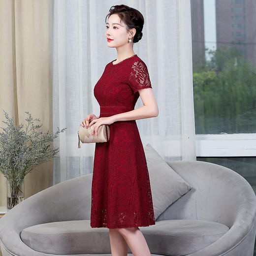 上海旗袍厂ZY-Q5556夏装新款妈妈洋气蕾丝裙优雅气质大码女装婚宴裙子 商品图2