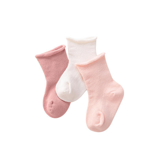 拉比-鞋袜类（春）D0网眼短袜3双装玫瑰红 商品图4