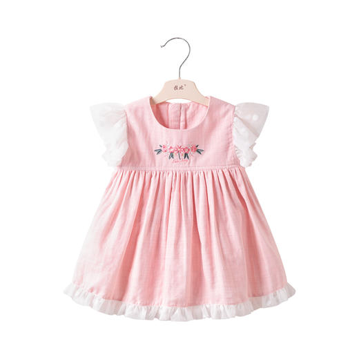 拉比-童衣类（夏）D0花语花边袖连衣裙玫瑰红 商品图4