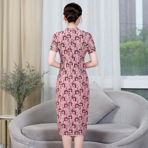 上海旗袍厂ZY-Q5476夏装短袖立领改良旗袍连衣裙中老年气质显瘦刺绣女裙子 商品图3
